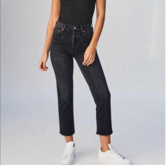 Aritzia Denim - Denim Forum x Aritzia The Arlo High Rise Straight Leg Relaxed Black Denim Jeans